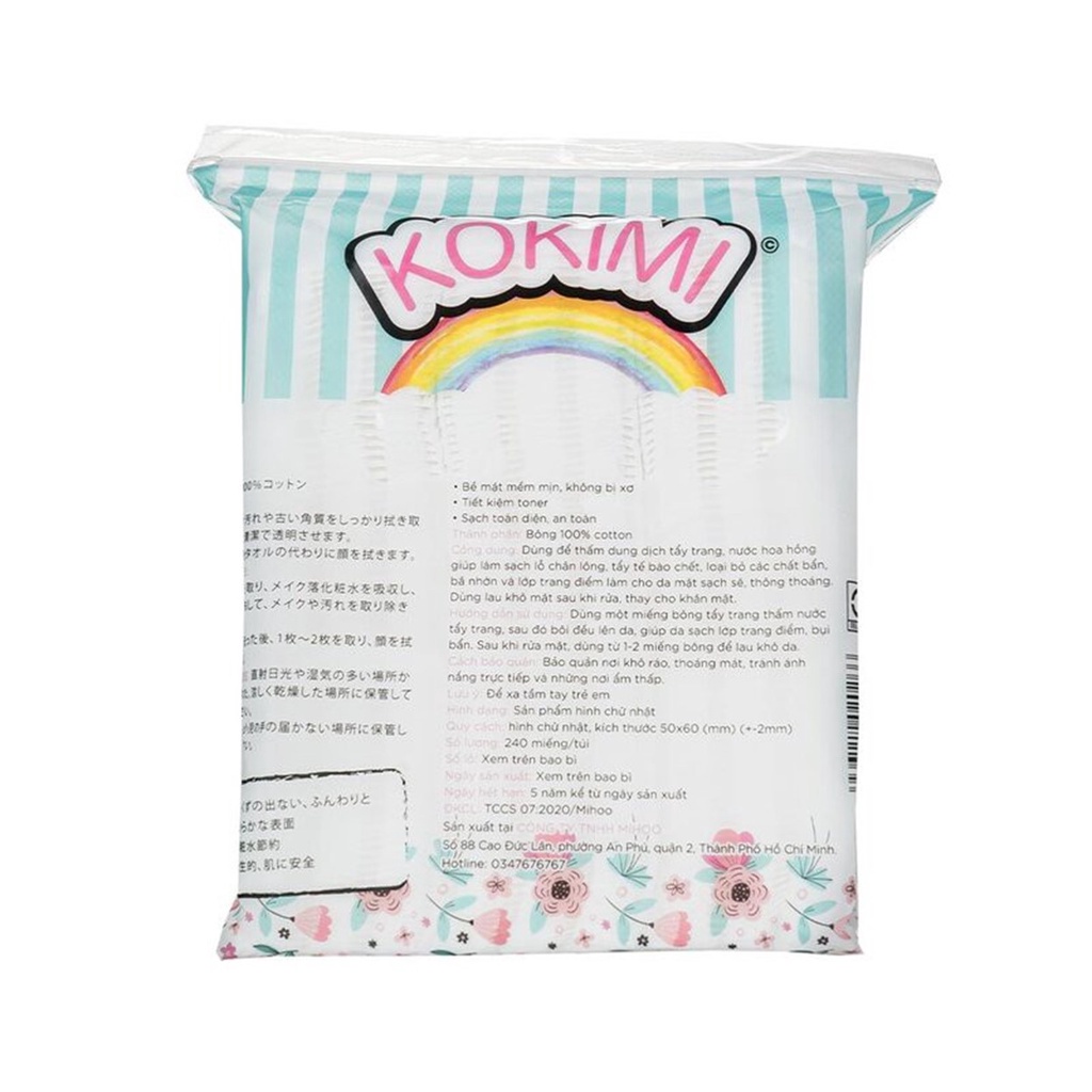 Bông Tẩy Trang Mihoo Kokimi Jumpo Size Túi 240 Miếng