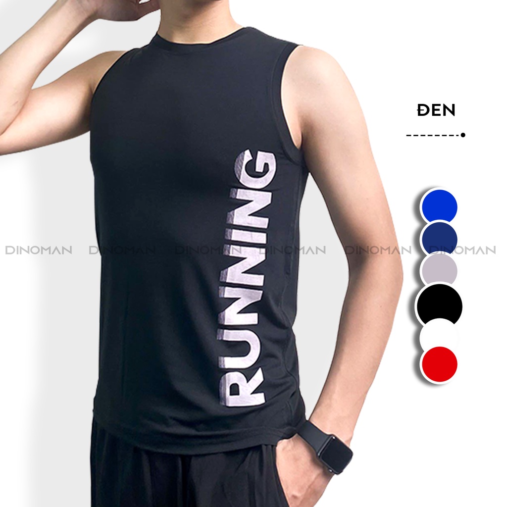 Áo ba lỗ nam DINOMAN Áo tanktop sát nách nam RUNNING Vải Thun Co Giãn 4 Chiều