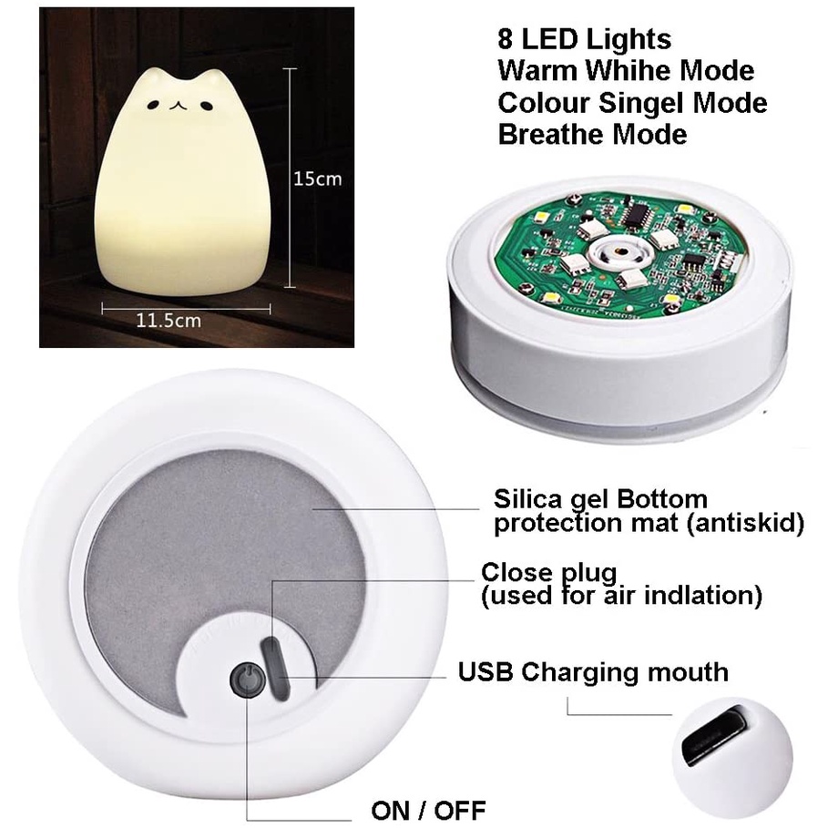 Đèn Ngủ LED Cảm Ứng Hình Mèo Bằng Silicone