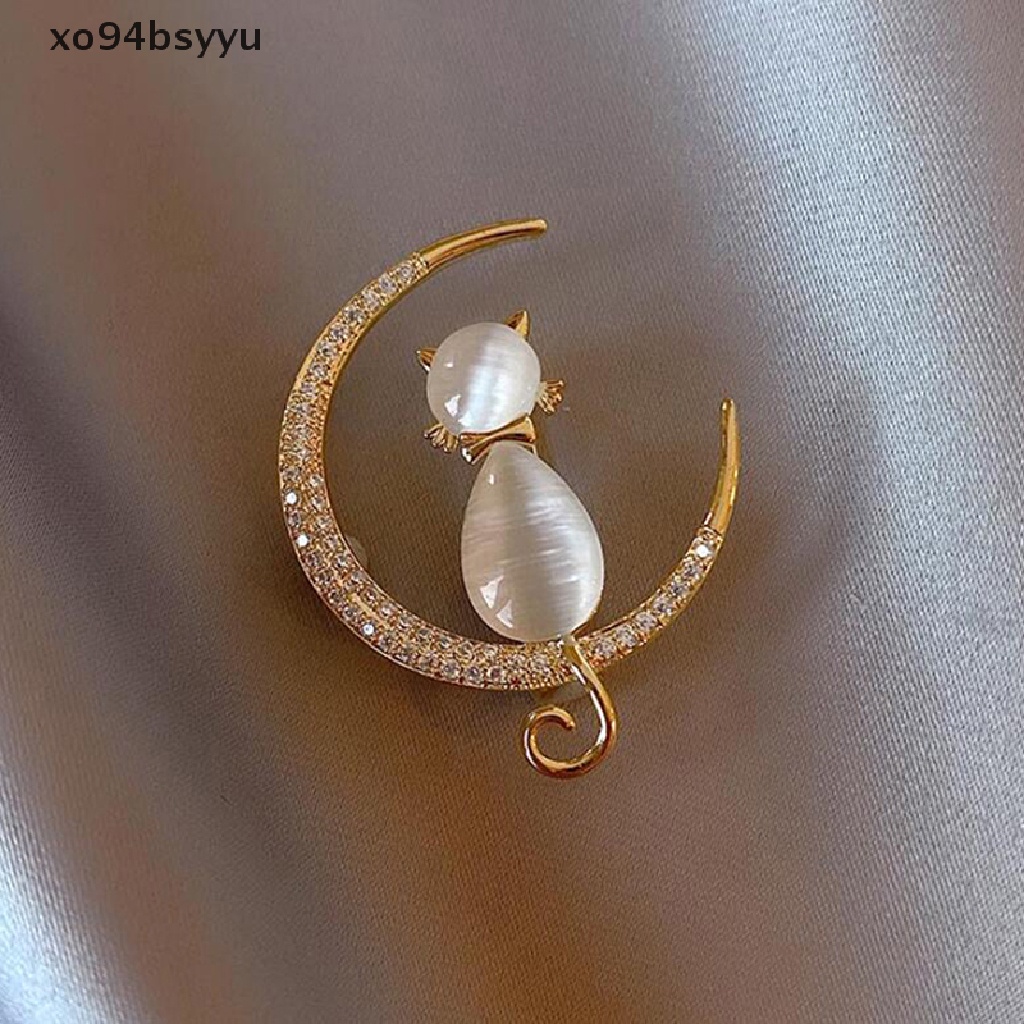 Ghim Cài Áo Hình Mèo xo94bsyyu Đính Đá Opal Phong Cách Baroque Thanh Lịch Cho Nữ