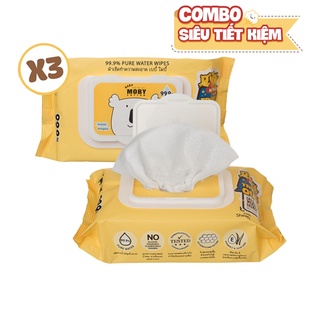 Combo 03 bịch miếng lót chống thấm moby + 01 bịch khăn ướt moby + 01 bịch bông miếng moby cỡ lớn
