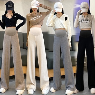 Xuân Thu Phong Cách Phụ Nữ Mang Thai Quần Ống Rộng Co Giãn Thẳng Rời Size Lớn Phụ Nữ Mang Thai Quần Legging