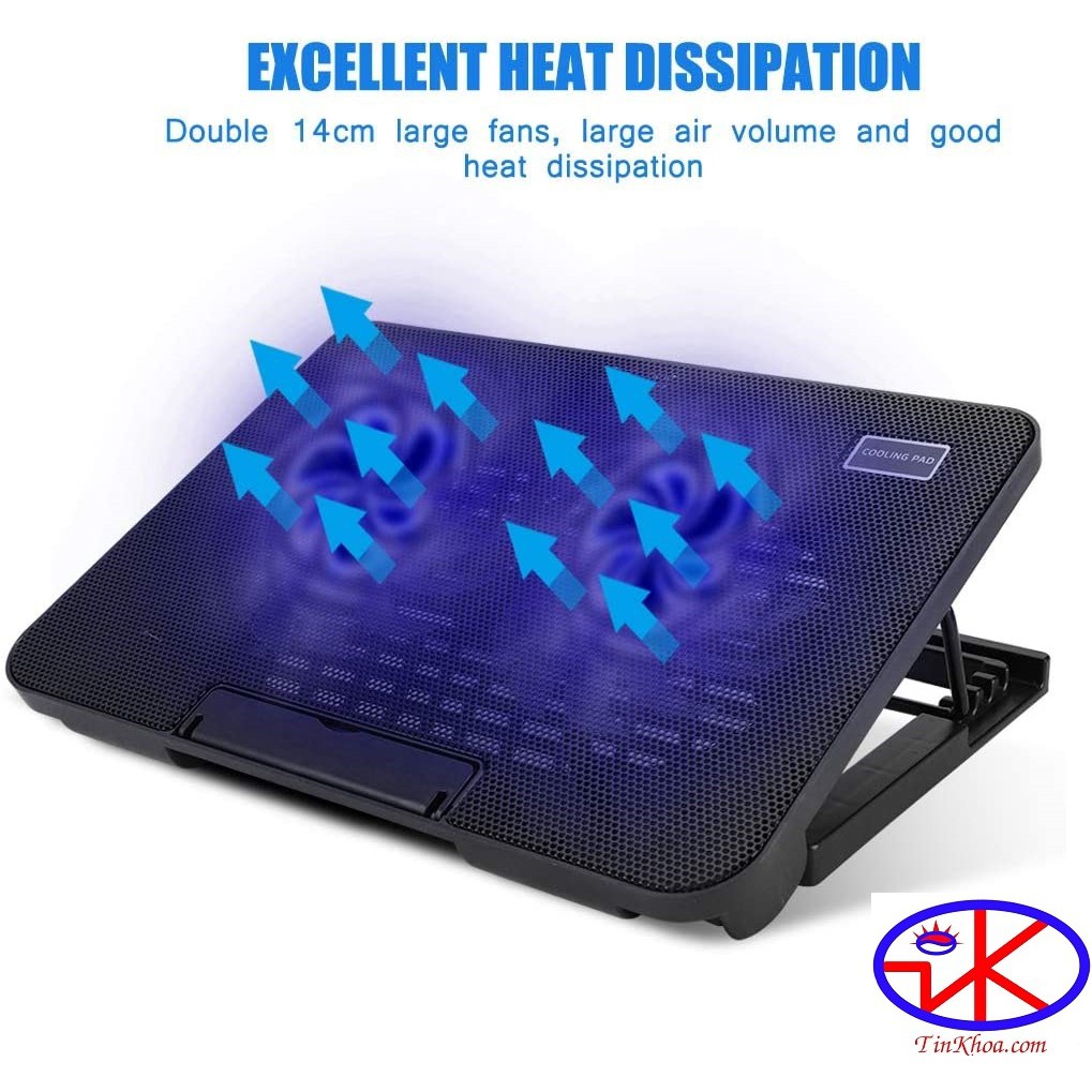 Đế tản nhiệt laptop 2 fan có led COOLING PAD N182