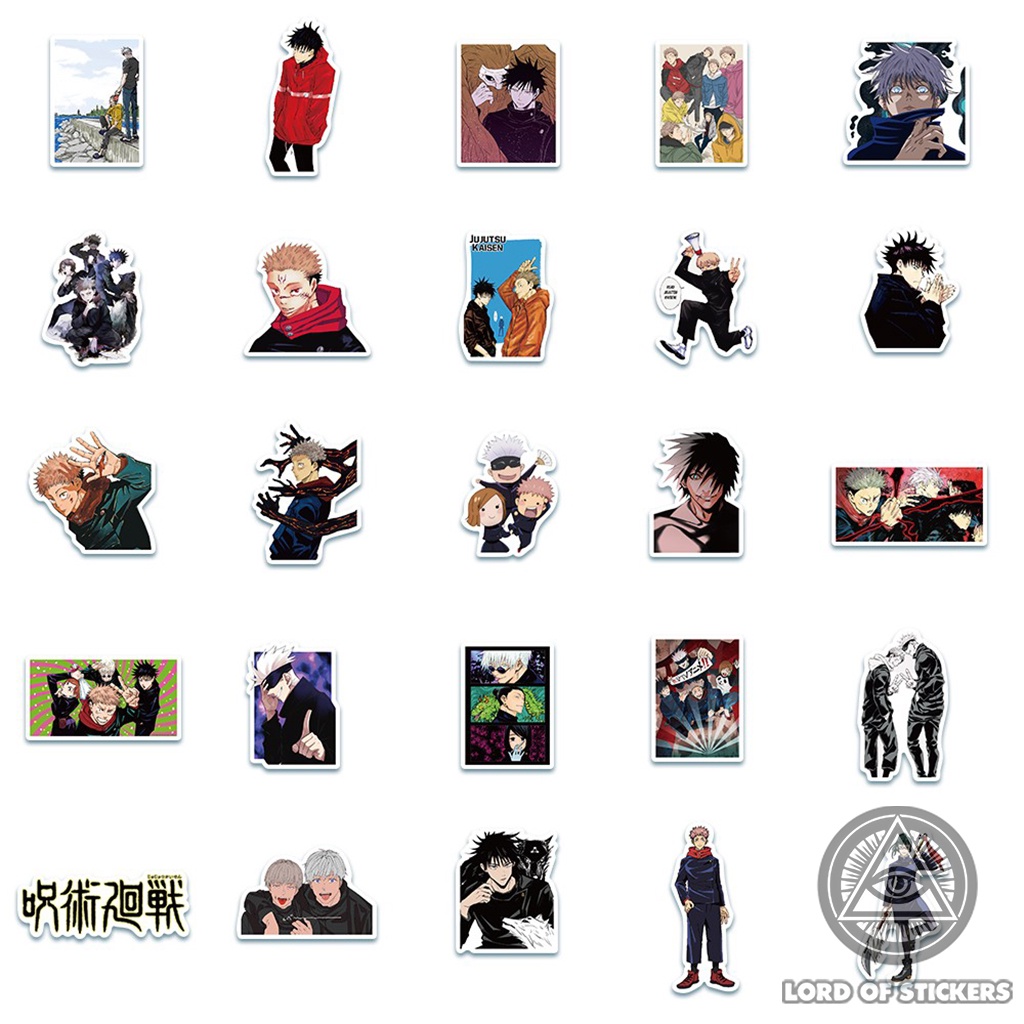 Set 50 Nhãn Dán Jujutsu Kaisen Chú Thuật Hồi Chiến Anime Manga Sticker Truyện Tranh Trang Trí Mũ Bảo Hiểm, Điện Thoại