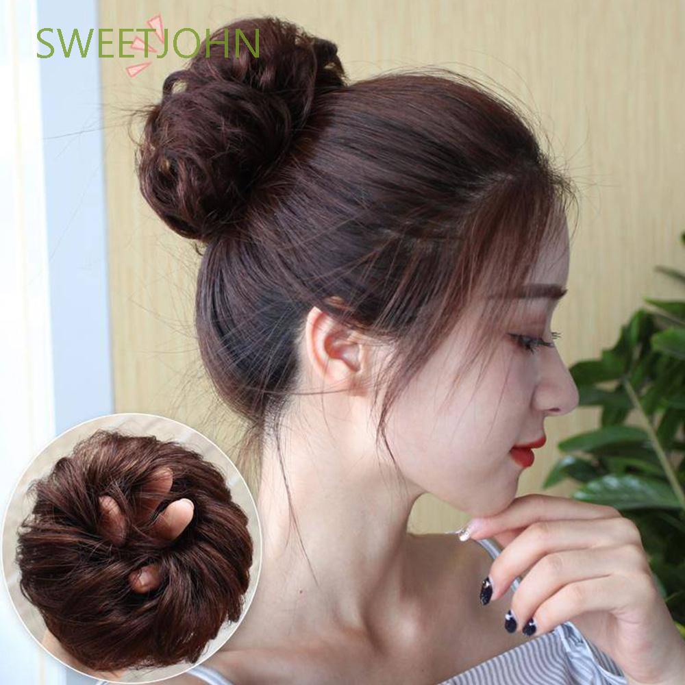 Búi tóc xoăn giả bằng sợi tổng hợp thiết kế co giãn màu sắc thời trang dành cho nữ