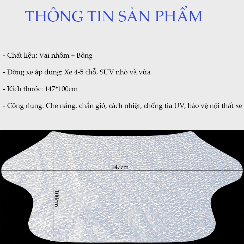 Bạt Che Nắng Kính Lái Ô Tô,Xe Hơi 3 Lớp Tráng Nhôm Cách Nhiệt Hiệu Quả VER 2 CARZONE.TOP