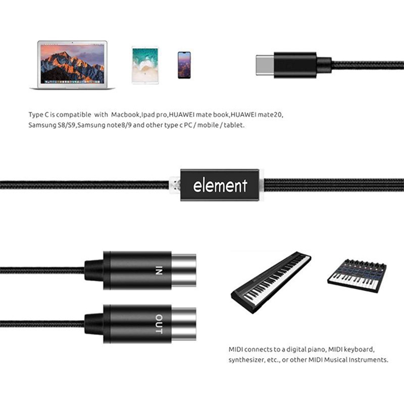 Cáp Chuyển Đổi MIDI Sang USB C Có Đèn Báo Cho Đàn Organ Điện