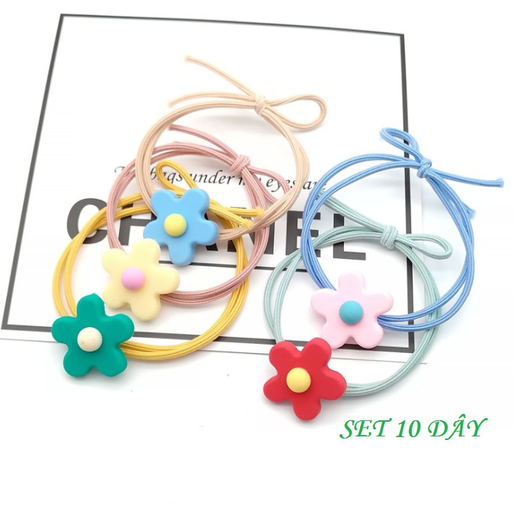 Combo 10 Dây THUN Cột Tóc Đính Hình TRÁI BƠ Style Hàn Quốc