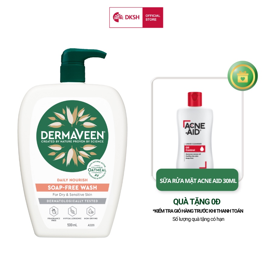 Sữa tắm không xà phòng DERMAVEEN Soap- Free Wash 500mL