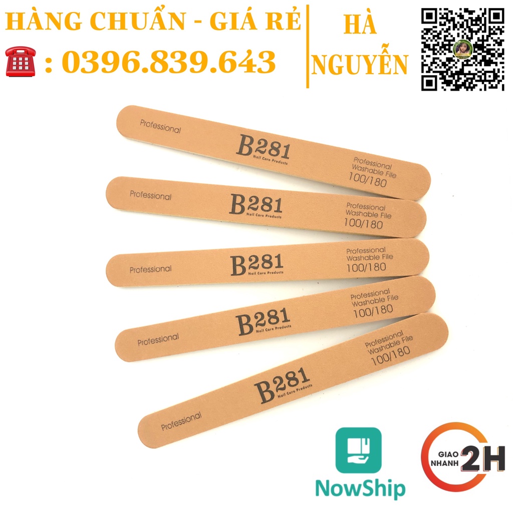 Dũa Móng Tay B281 Da Bò Cao Cấp Siêu Bền, Dũa Phom Móng Bột 100/180