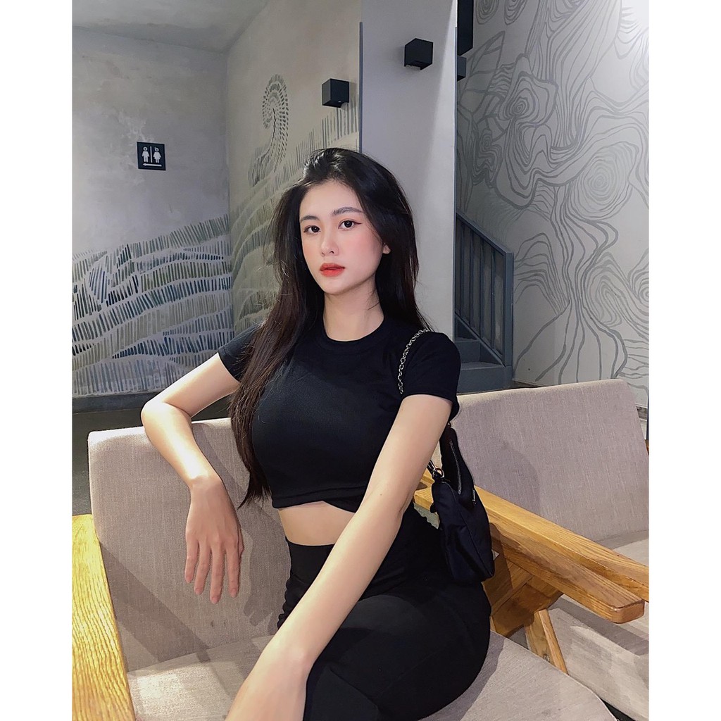 Áo chéo eo tay ngắn