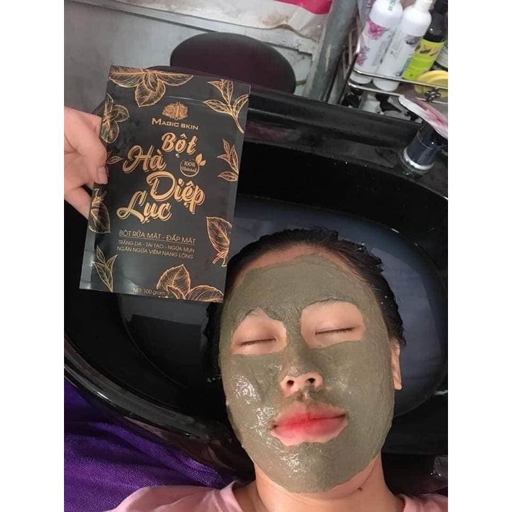 Bột Hà Diệp Lục MAGIC SKIN dùng đắp mặt, rửa mặt ngừa mụn sáng da
