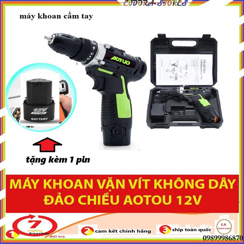 Bộ máy khoan văn vít không dây 12V Tặng Pin Máy Khoan Cầm Tay 12 V Li-ion 1500mAh thế hệ mới