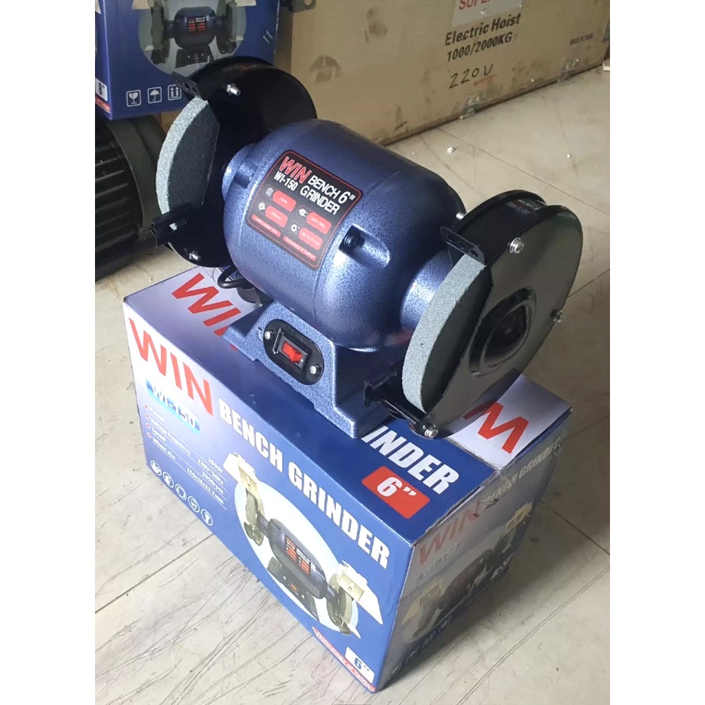 Máy Mài 2 Đá Win 250W-150mm Kèm 2 kính bảo vệ -2 vành chắn bảo vệ
