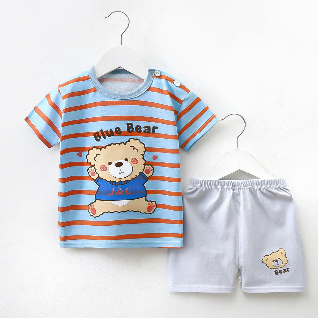 Bộ cộc tay mặc nhà cho bé EROKIDS chất vải cotton mềm mại hoạ tiết hoạt hình đáng yêu