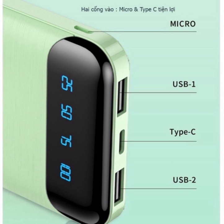 Sạc dự phòng tích hợp màn hình Led Dung Lượng 10000MAH WK-16 phukienhkj