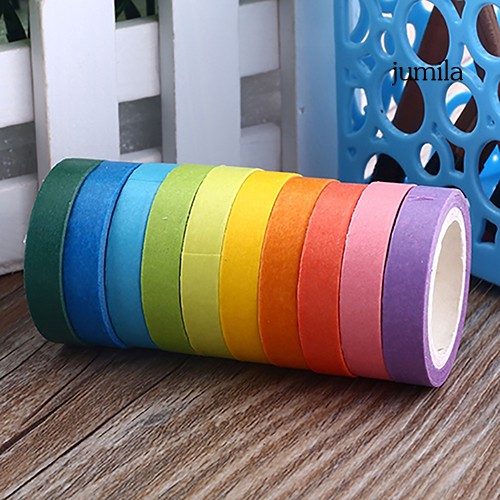 Set 10 Cuộn Băng Dính Washi Nhiều Màu Dùng Cho Trang Trí