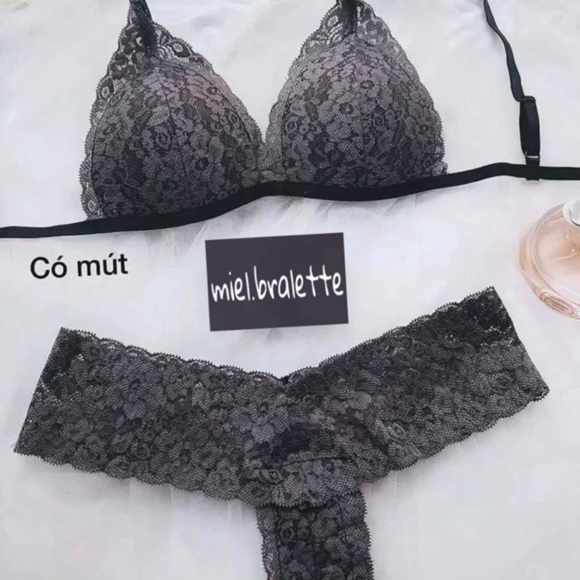 Bộ Bralette ghi xám (sẵn mút)