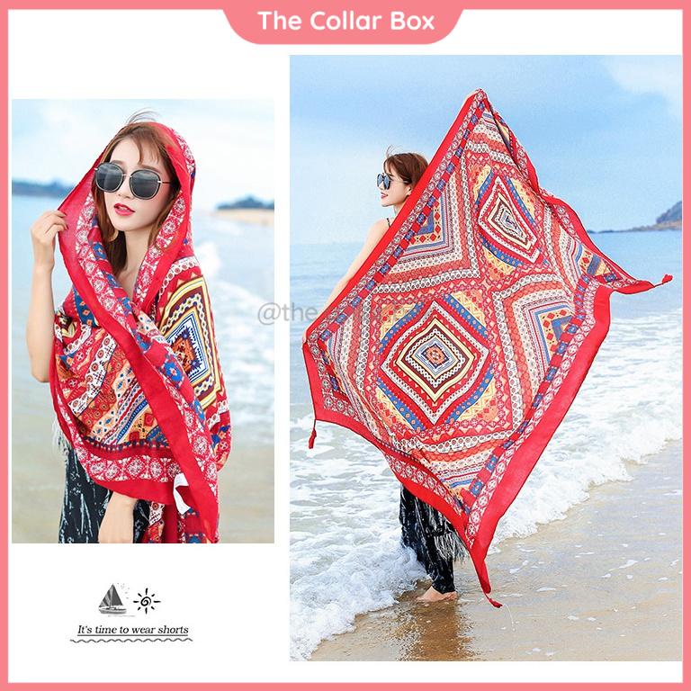 Khăn choàng đi biển thổ cẩm chất cotton che nắng chụp hình đa năng - Mã VS058
