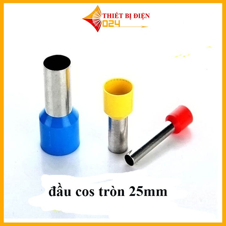 Đầu cos pin rỗng đơn bấm dây điện, cốt kim rỗng bằng đồng, cosse (cót) nối aptomat (CB)(100 chiếc)