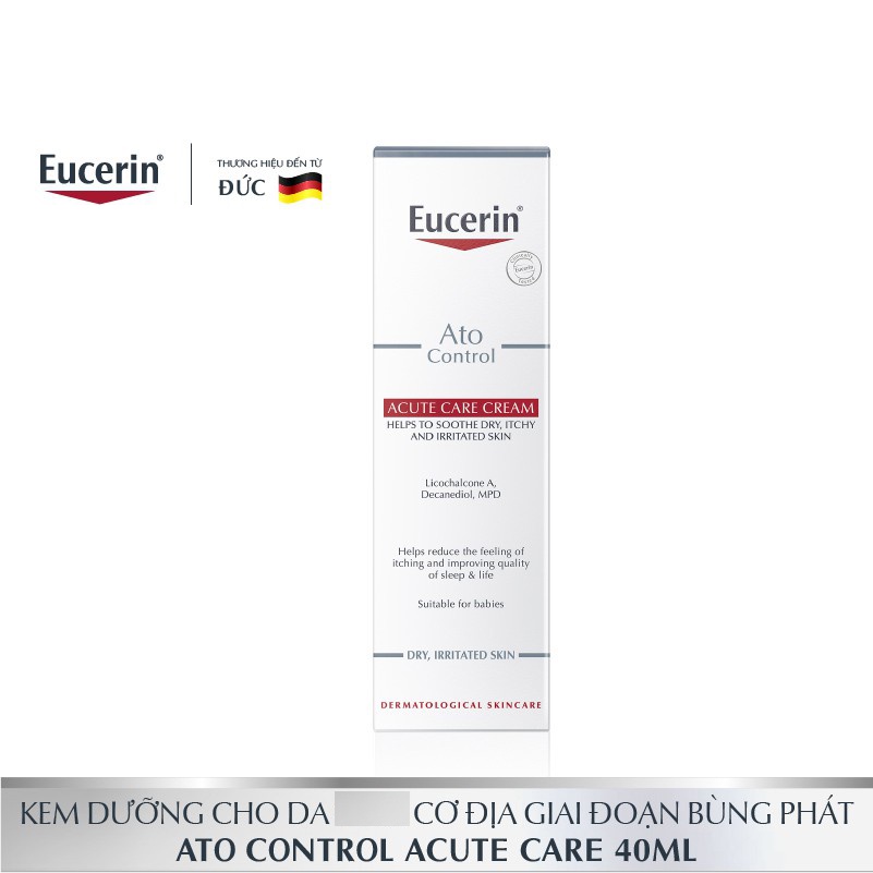 Kem Dưỡng Da Eucerin Ato Control Acute Care Cream 40ml - Giảm Ngứa Đỏ, Da Cơ Địa [LỌ CAO]