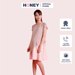 Váy bầu thiết kế công sở chất voan lụa mềm cao cấp chân váy xòe - Thời trang đầm bầu cao cấp HONEY