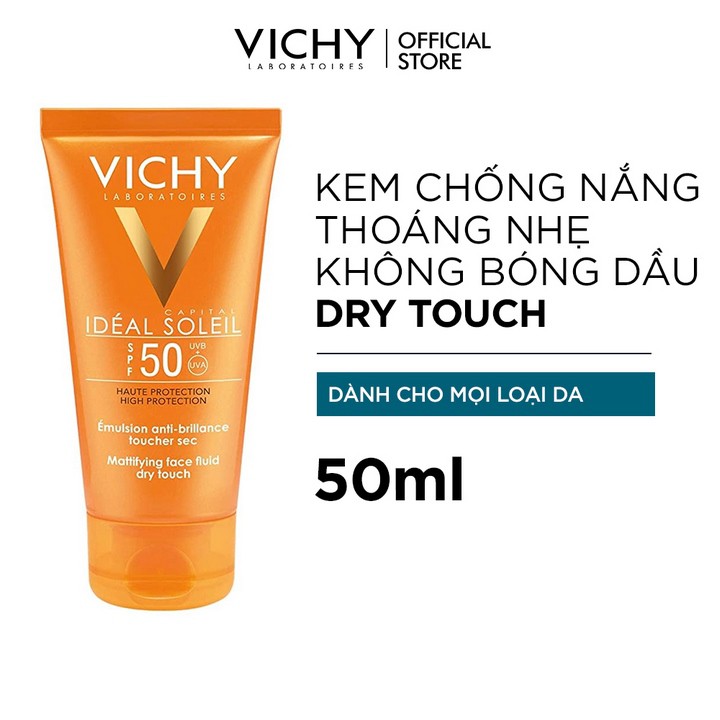 Kem chống nắng không nhờn rít SPF 50 UVA +UVB Vichy Capital Soleil Mattifying Dry Touch Face Fluid 50ml