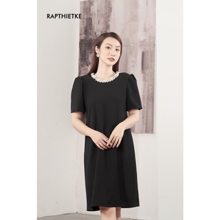 RẬP - Đầm Đen Tay Phồng Đính Đá Trắng - TITI 04 ĐÁ TRẮNG