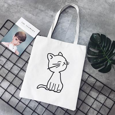 Túi tote vải bố đựng đồ canvas phong cách Hàn Quốc mèo con dễ thương