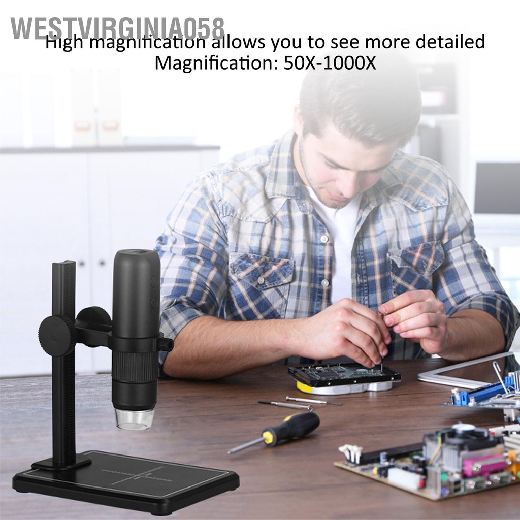 Có thể bán buôn Kính hiển vi điện tử kỹ thuật số WiFi 50X ‑ 1000X với đèn LED có thể điều chỉnh cho sinh viên Hàng giao ngayWestvirginia058