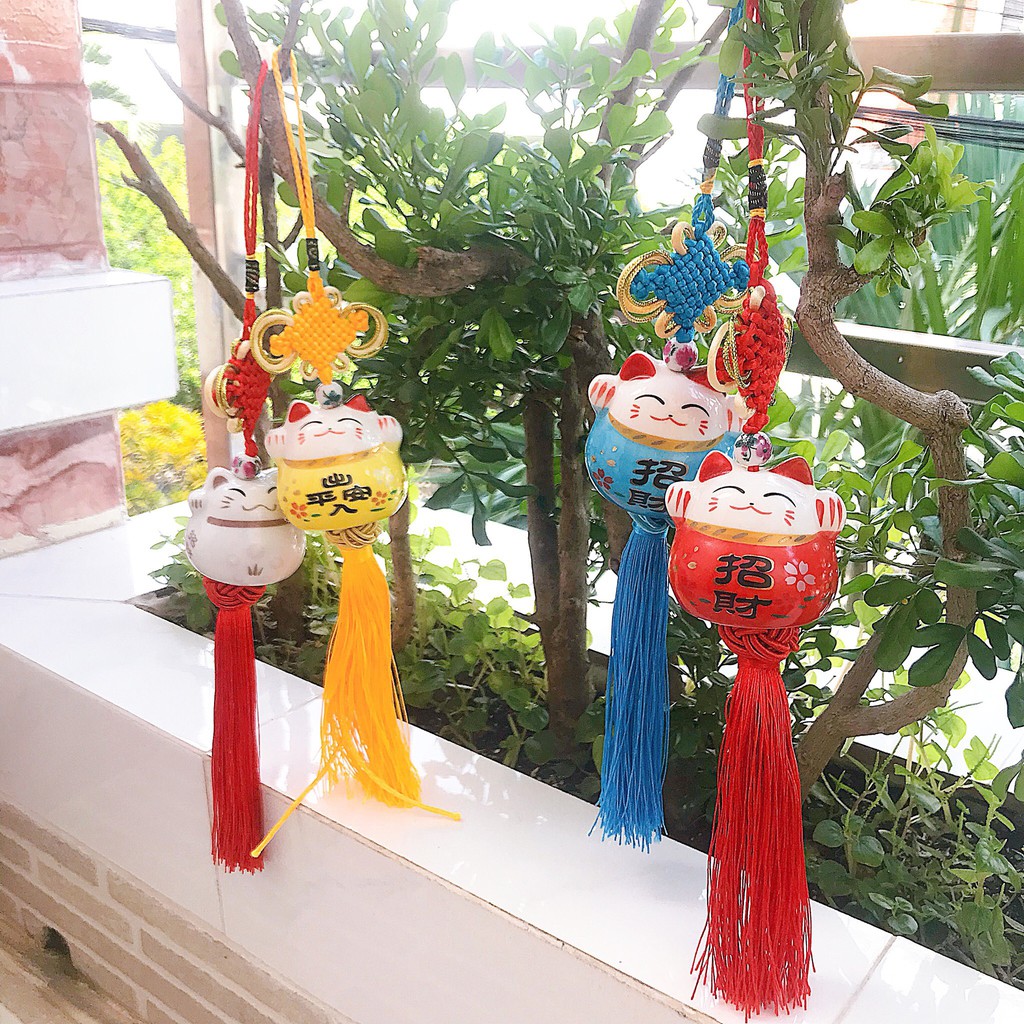 Dây treo mèo sứ cát tường phong thủy