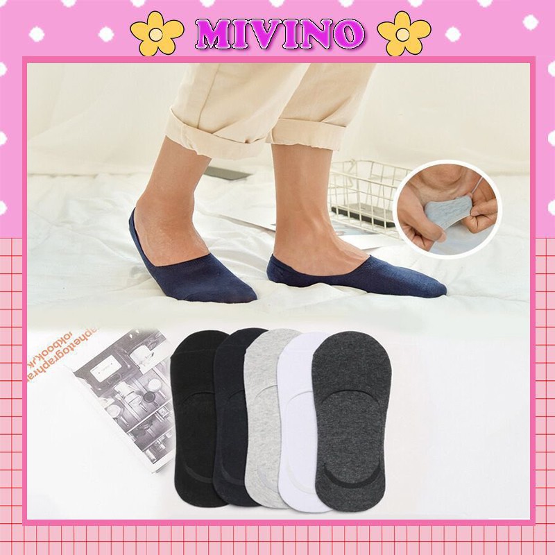 Tất lười nam Mivino vớ nam đi giày lười thiết kế có đệm gót sillicon cao cấp TN35