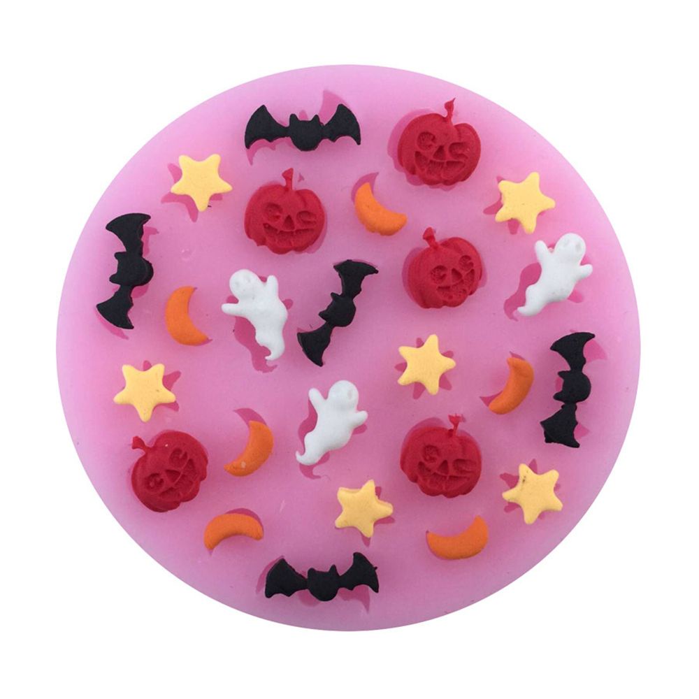 JANE 1PC Gift Pumpkin Bat Mould Fondant Cake Decorating Tool Halloween Baking Mold 3D Chocolate Mold Sugar Craft Cake Topper Silicone