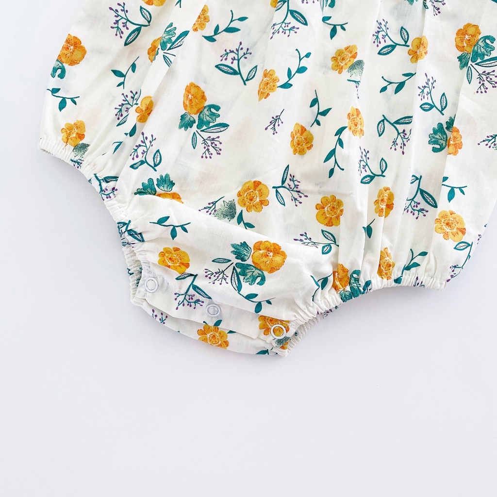 Bộ Áo Liền Quần Tay Dài In Hoa Kèm Mũ Thời Trang Mùa Thu Xinh Xắn Cho Bé Gái