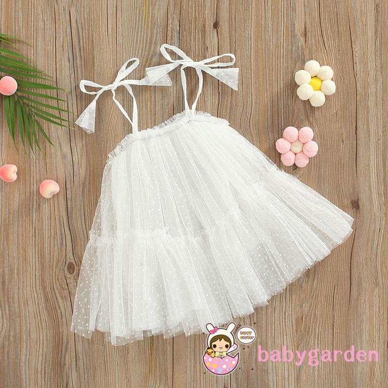 Đầm Công Chúa Không Tay Phối Lưới Có Thể Điều Chỉnh Dây Đeo Vai Thời Trang Mùa Hè Cho Bé Gái 0-3 Tuổi