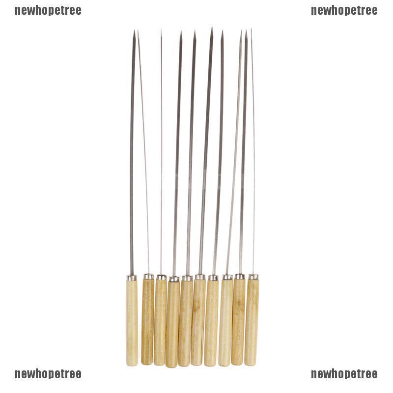 10 Cây xiên thịt nướng BBQ bằng thép không gỉ 35cm chất lượng cao