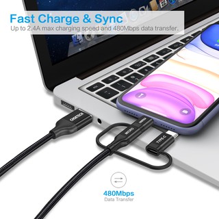 CHOETECH 3 in1 Cáp sạc Lightning / Type C / Micro USB Multi Cable cho Iphone