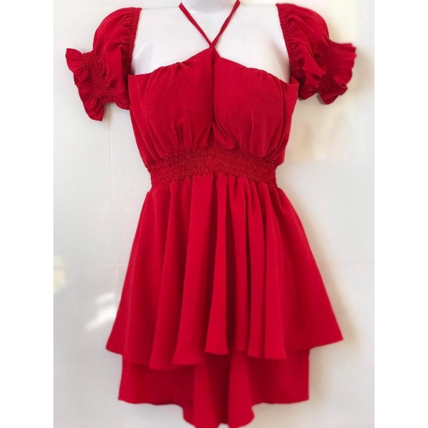 set kiểu đỏ sexy hở ngực cột nơ cổ(2hand) size M_L