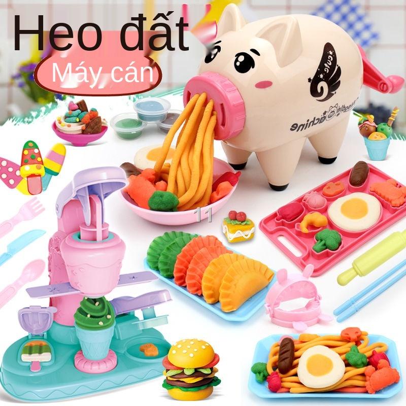 WMáy làm mì heo đất không độc hại an toàn nhựa dẻo màu sét kem khuôn trẻ em bộ đồ chơi cô gái