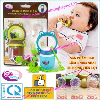 (Kèm 3 ti) Túi nhai silicone ăn dặm chống hóc cho bé GB Baby (Công nghệ Hàn Quốc)