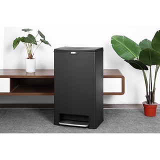 Thùng rác fitis mega - vuông đạp cao - đen - spl2-903