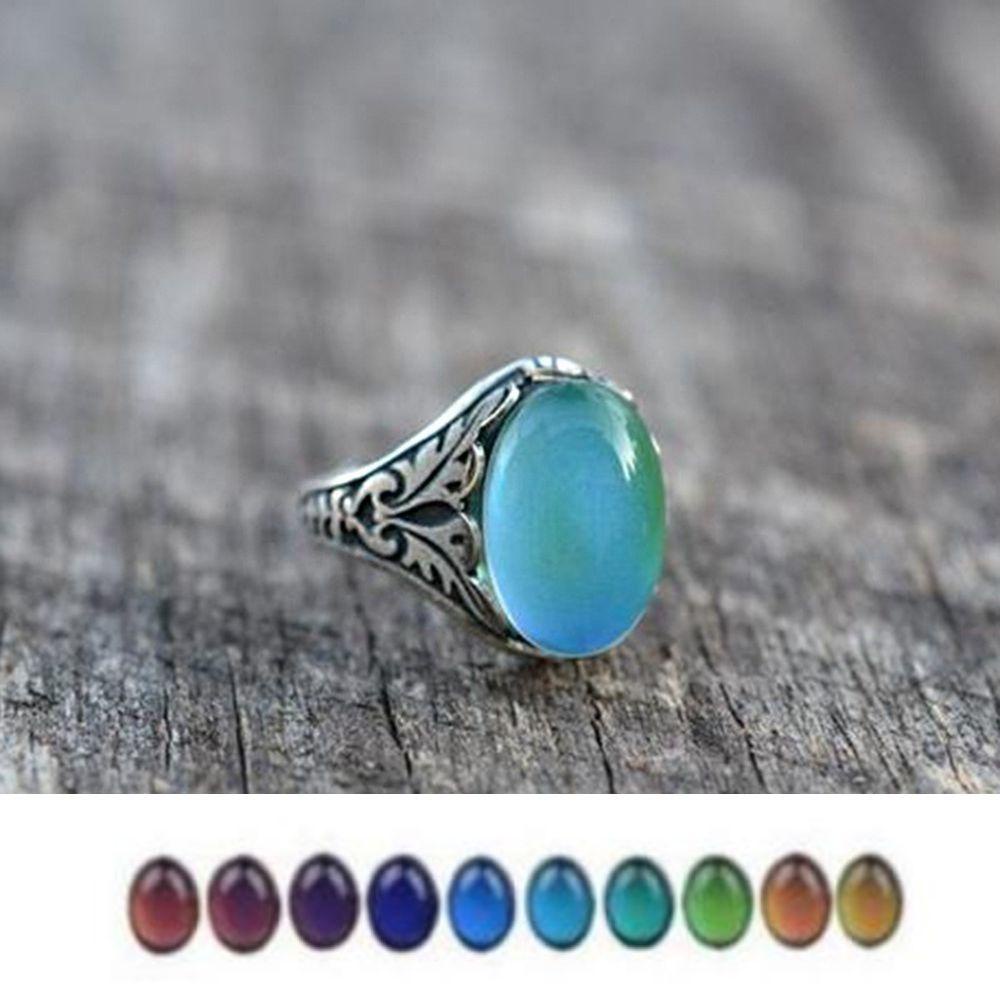 ROSE Creative Gift Color Change Rings Party Luminous Mood Ring New Fashion Gift For Women Girl Jewelry Size 5-11 Temperature Control