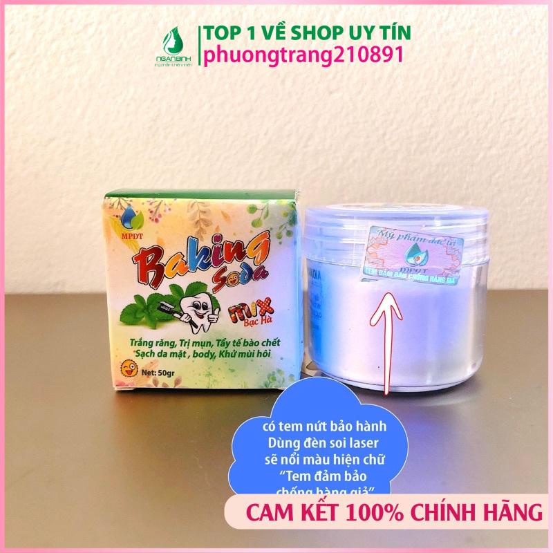 Baking soda mix bạc hà trắng răng, ngừa mụn ẩn, mụn đầu đen mới