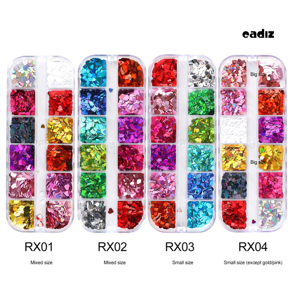 [Hàng mới về] Hộp kim tuyến lấp lánh hình trái tim trang trí móng tay nghệ thuật xinh xắn