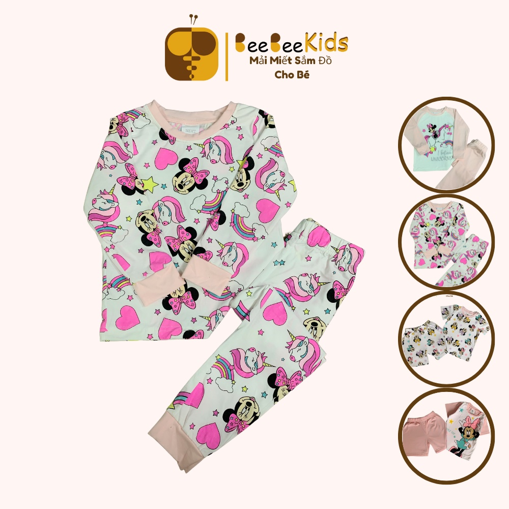 Bộ Thu Đông Bé Gái Mickey Vải Cotton Mềm Mại Họa Tiết Disney Cho Bé 8-23 kg- BEEBEEKIDS