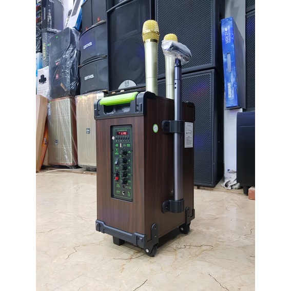 Loa kéo Karaoke Bluetooth SOK NE-338: Phiên bản 2022, Bass 25, Có 2 Micro không dây đi kèm