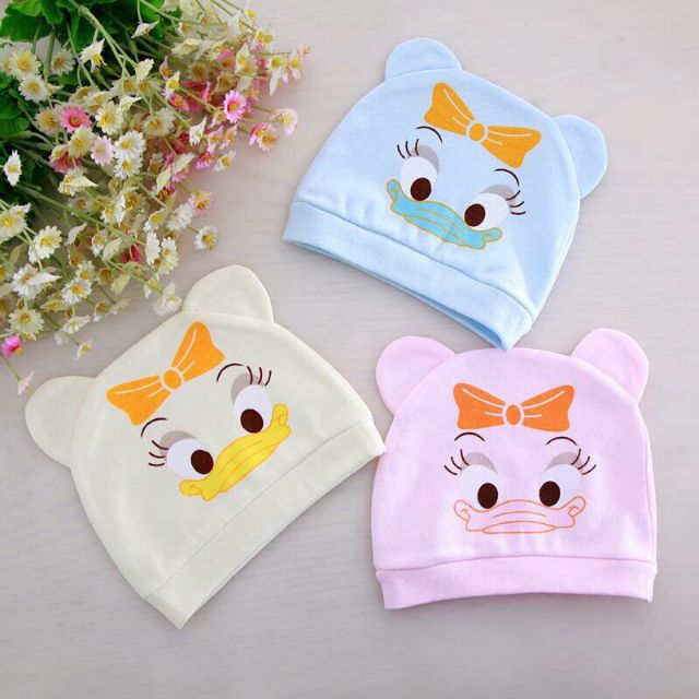 Mũ Cotton Tai Dễ Thương Cho Bé 0-5m / Nhiều Mẫu