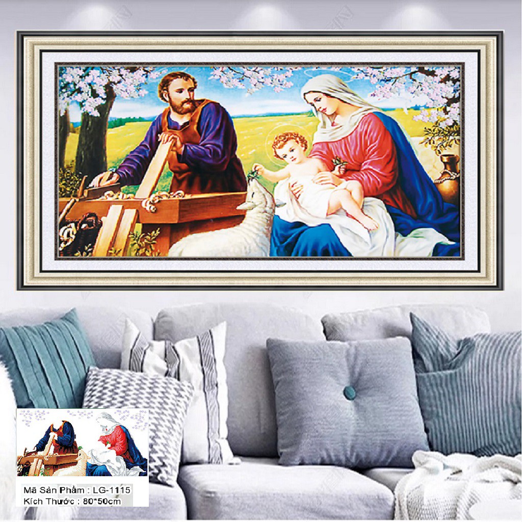 Tranh Đính Đá GIA ĐÌNH THÁNH GIA . Kích Thước: 80cm x 50cm
