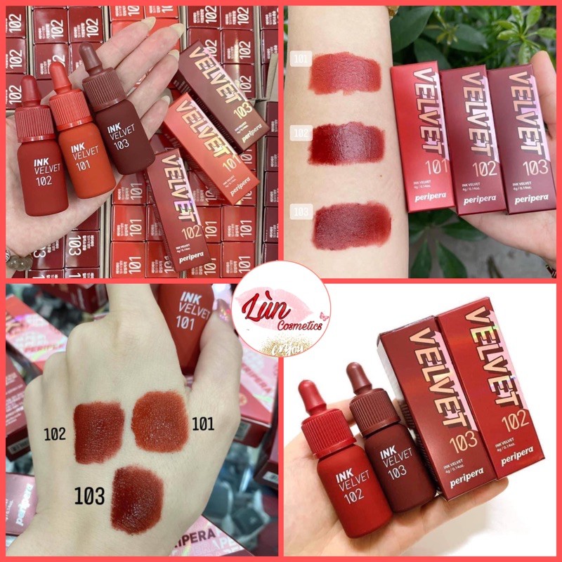 ( sẵn màu mới 101-102-103 ) Son Kem lì Peripera Ink Velvet Lip Tint 2019