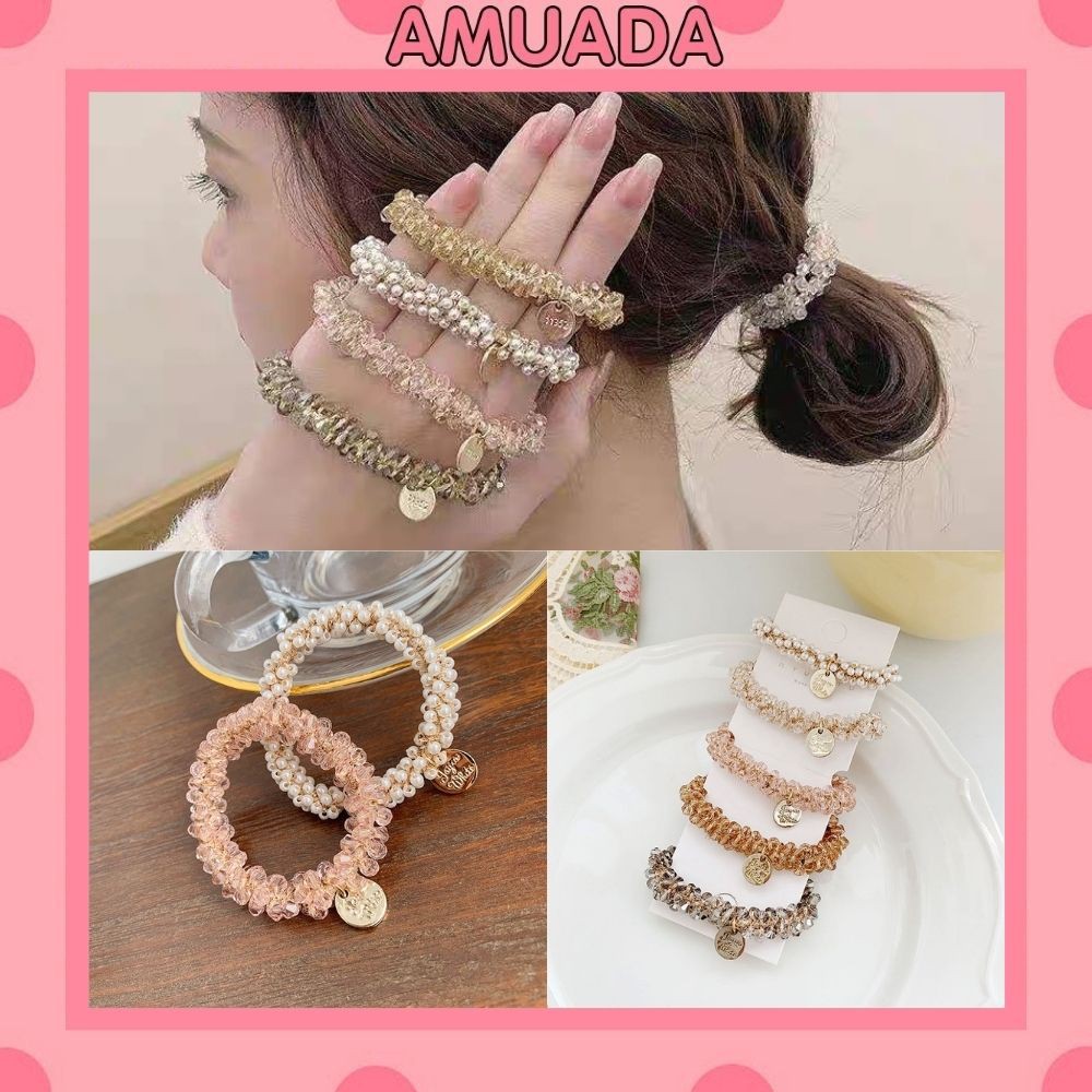 Dây buộc tóc Amuada đính hạt pha lê co dãn siêu xinh nữ tính SC37